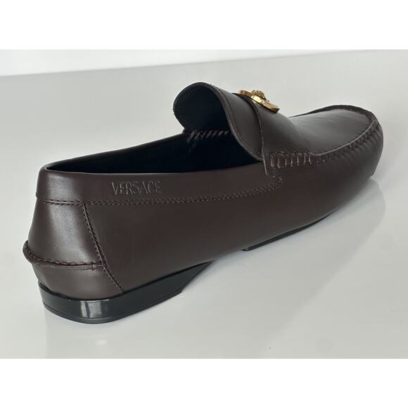 VERSACE Medusa Men\'s Dark Brown Leather Driver Shoes 10 US (43) 1015591 NIB $850 main image 4
